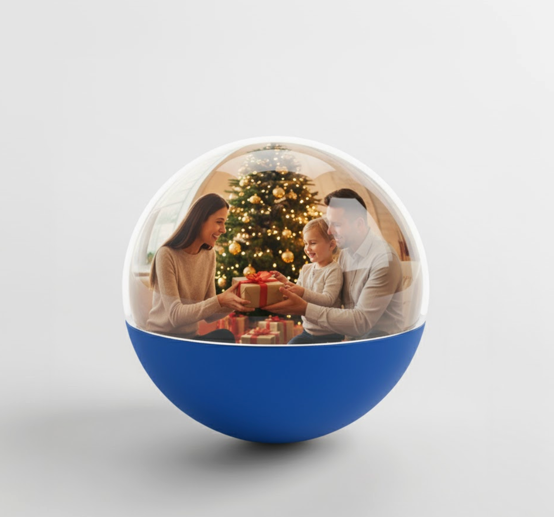 Memory Video Christmas Globe – 3D Crystal Display (2.7” Screen)