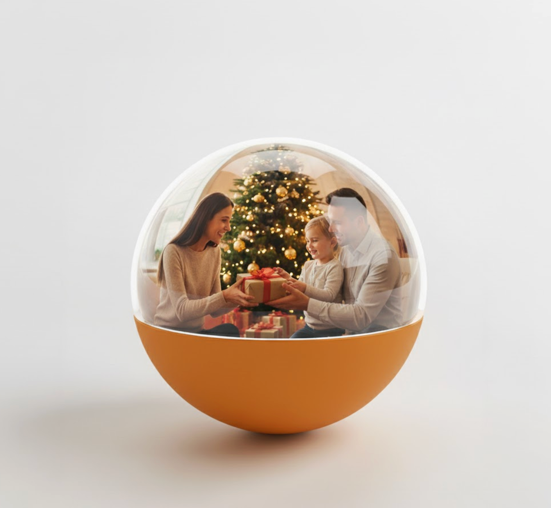 Memory Video Christmas Globe – 3D Crystal Display (2.7” Screen)