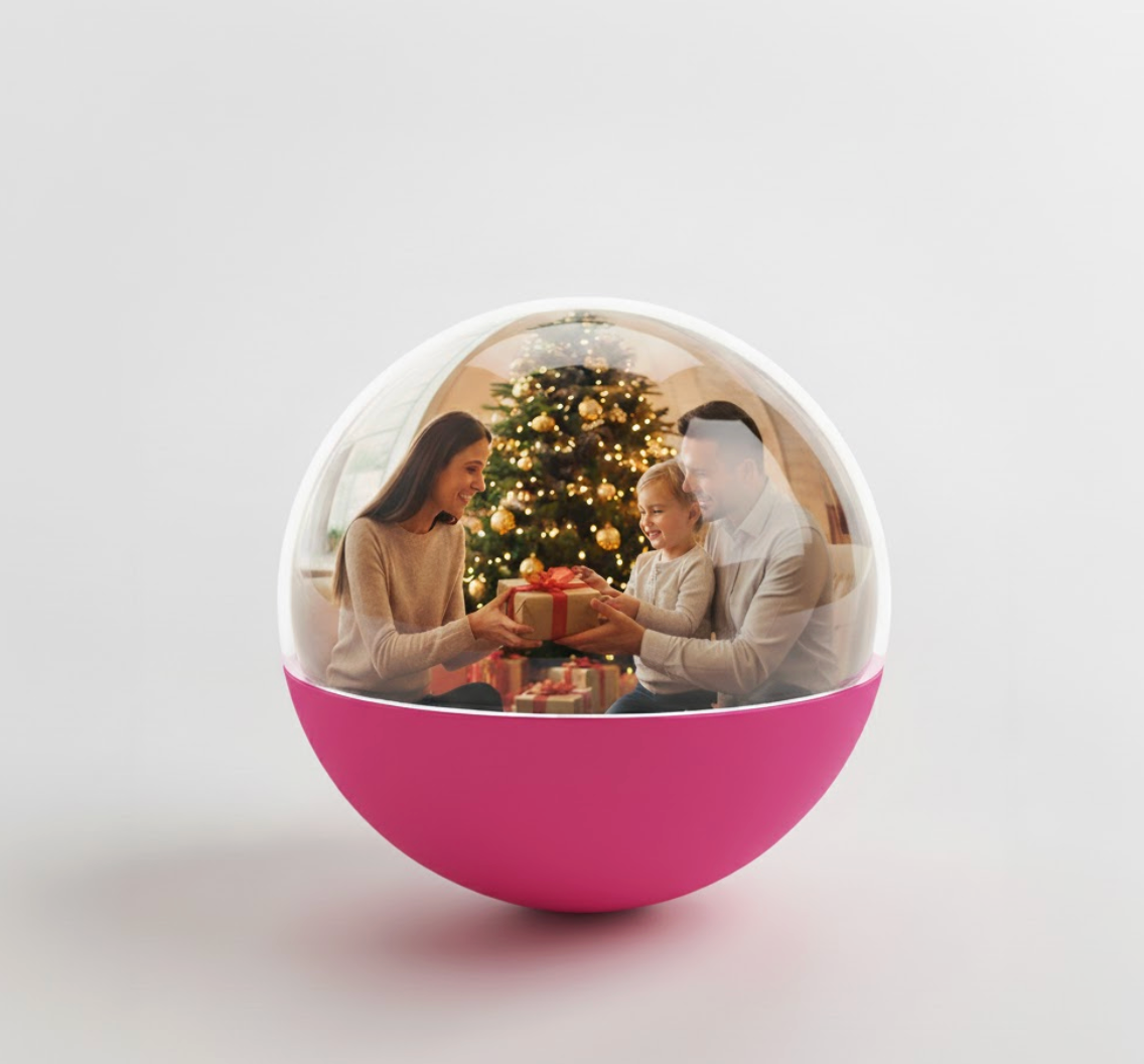 Memory Video Christmas Globe – 3D Crystal Display (2.7” Screen)